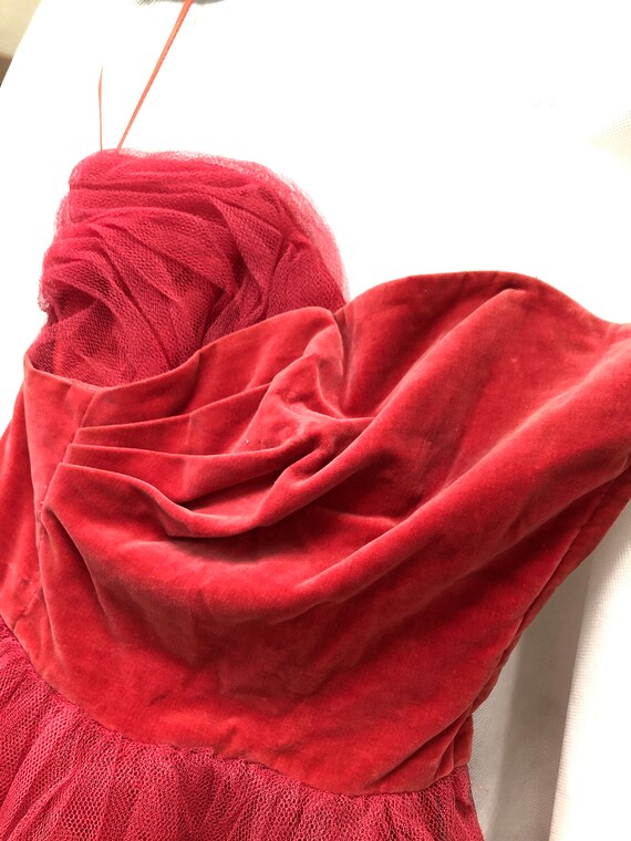 Pretty Rose Velvet Tulle 50s Dress