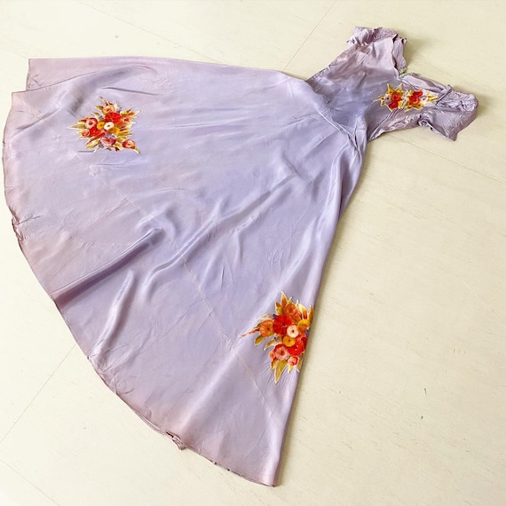 Pretty Pale Lilac 40s Full Circle Dress with Flora