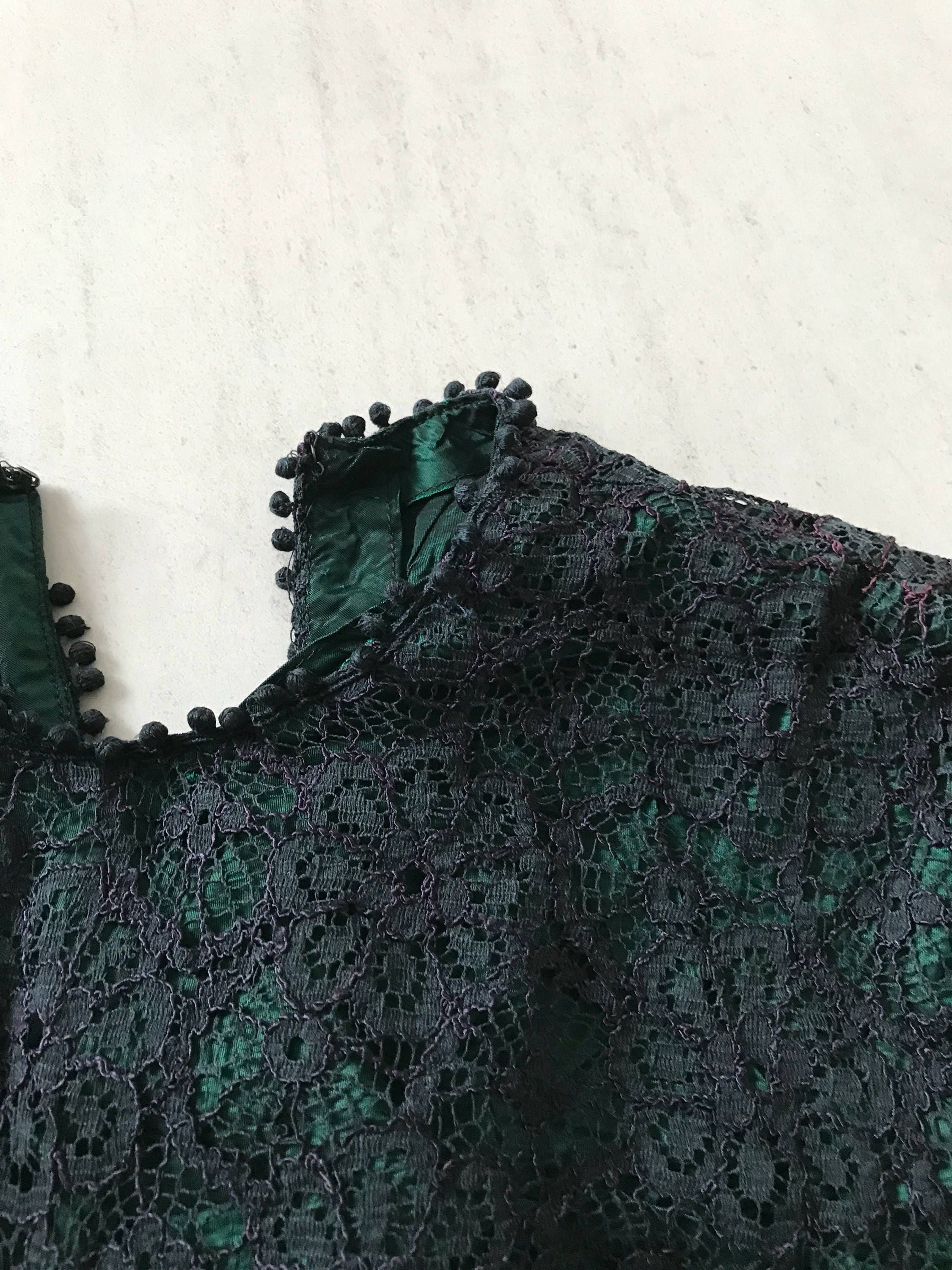 Exceptional Emerald Black Lace Cocktail Dress - Etsy