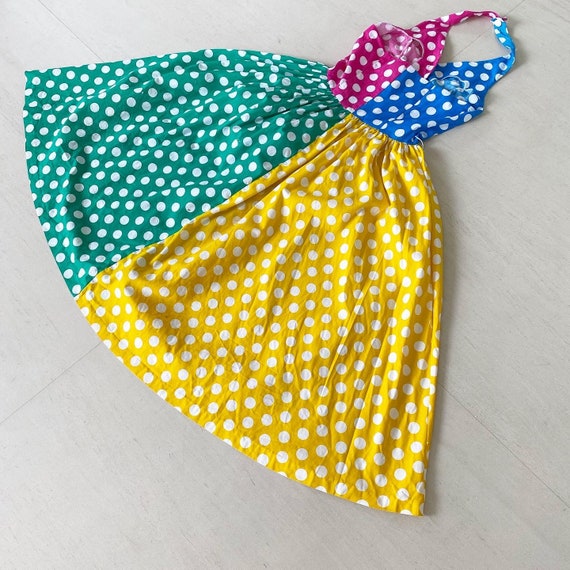 Amazing Color Blocked Polka Dot Halter Dress - image 7