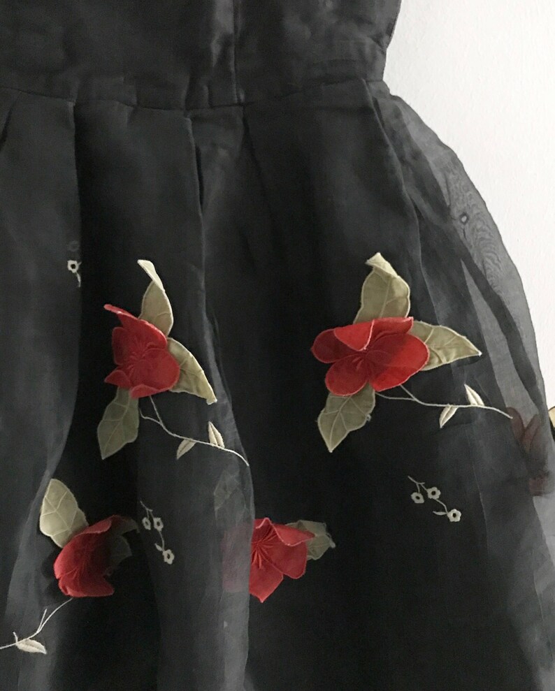 Gorgeous 1950s Silk Peplum With Floral Appliqué - Etsy