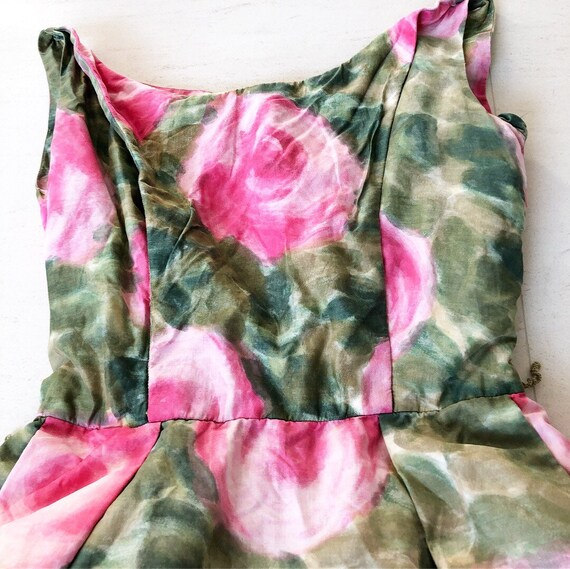 Rare Teal Traina Abstract Rose Print Dress - image 3