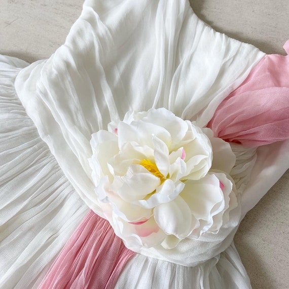 Beautiful White and Dusky Pink Chiffon Dress - image 3