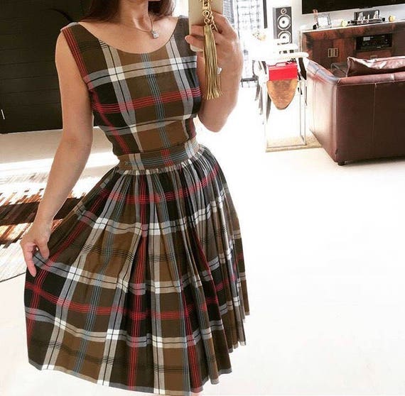 Lovely 1950s plaid top and skirt set