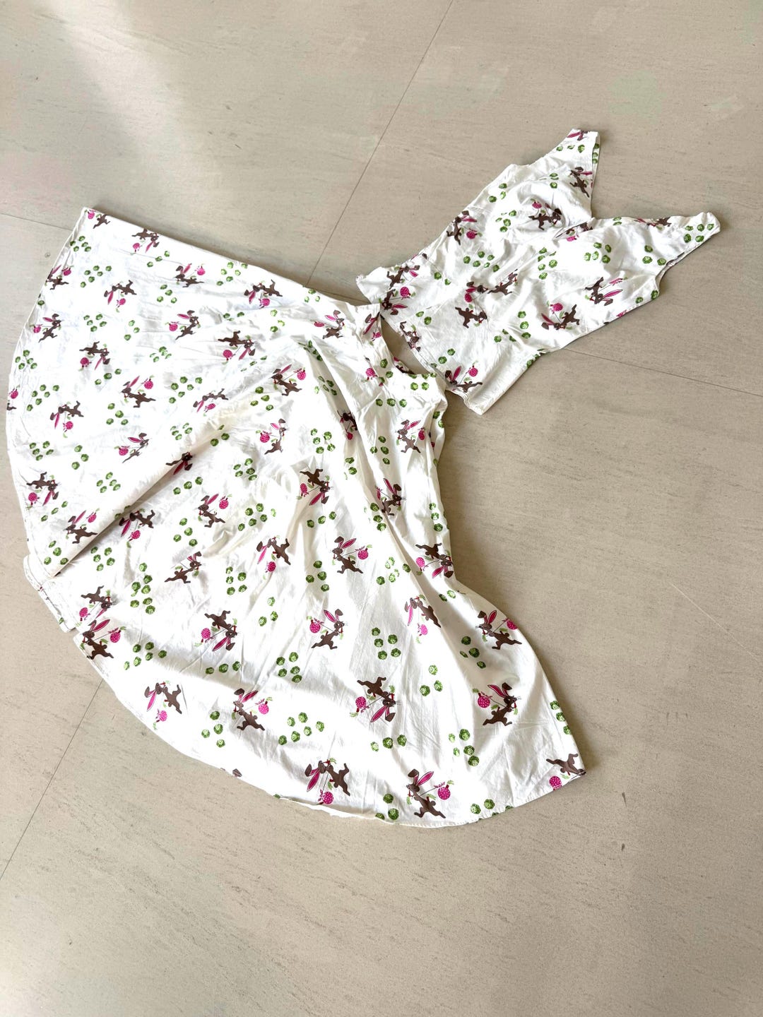 Adorable Rabbit Print Top and Skirt Set - Etsy