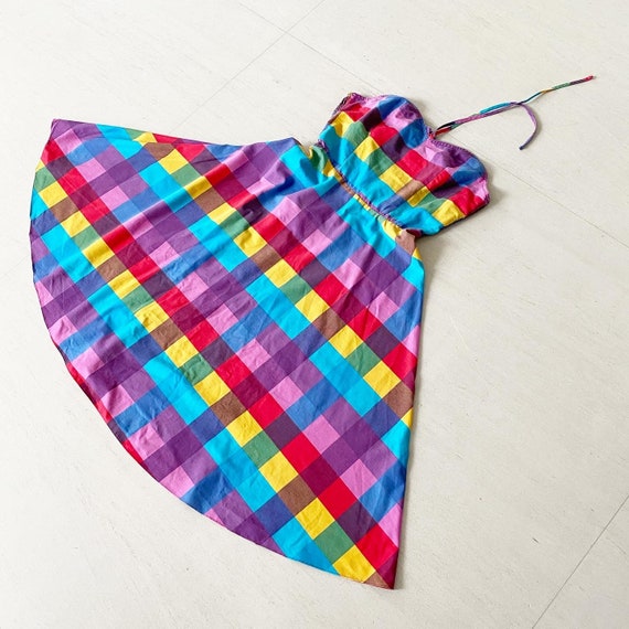 Lovely Rainbow Plaid Halter Sundress