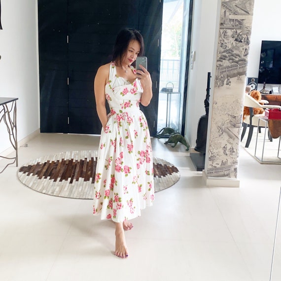 Exceptional Floral Print Halter Dress