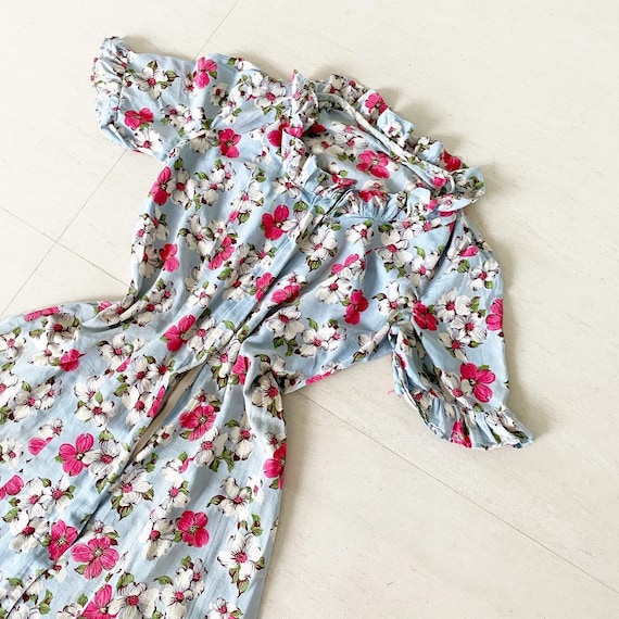 Lovely Cotton 40s Floral Half Front Zip House Dres