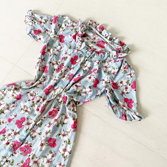 Lovely Cotton 40s Floral Half Front Zip House Dre… - image 1