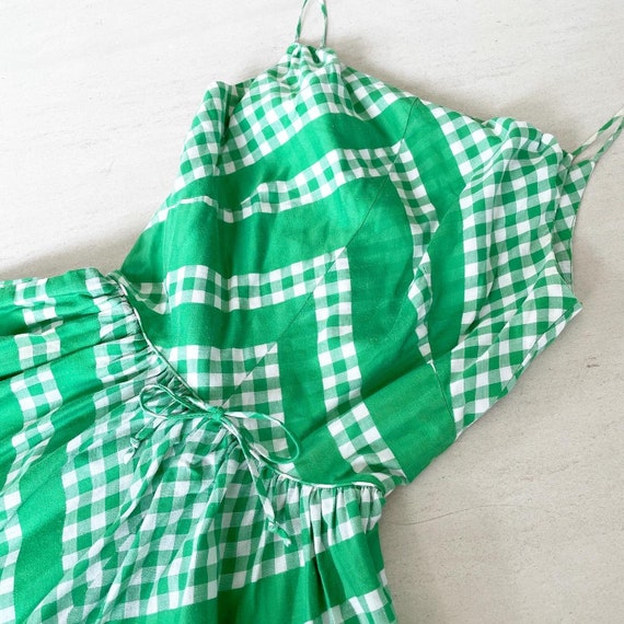 Pretty Green Gingham Chevron Stripes Dress - image 3