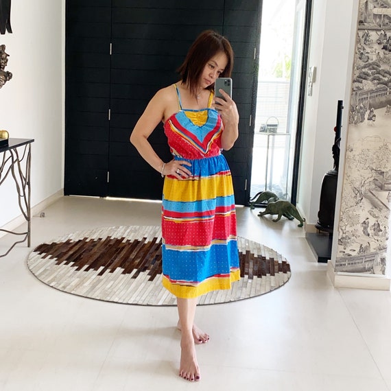 Cheery Rainbow Dress with Polka Dots