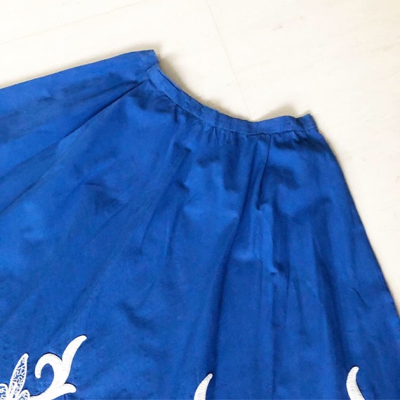 Pretty Cobalt Blue Embroidery Skirt - image 4