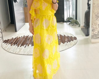 Summery Yellow Ruffled Maxi Dress