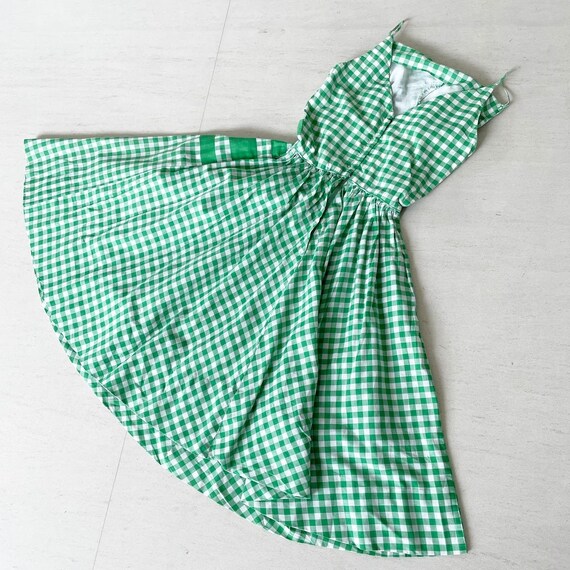 Pretty Green Gingham Chevron Stripes Dress - image 8