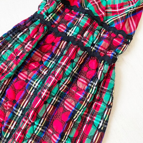 Gorgeous 60s Quilted Plaid Maxi Halter Dress - image 3