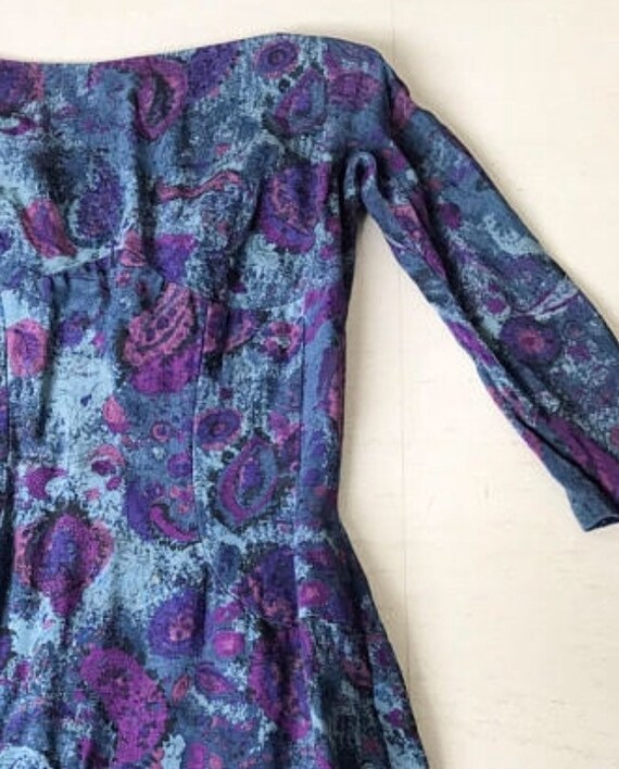 1950s Suzy Perette Watercolor Print Wiggle Dress