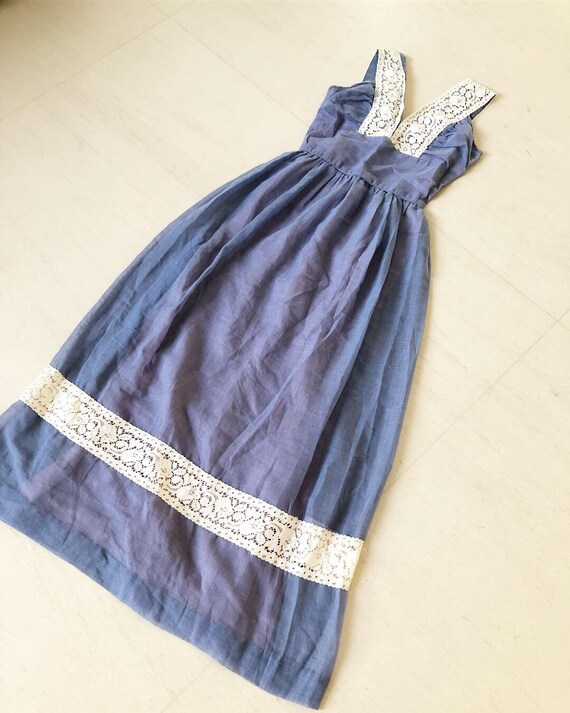Pretty 70s Lace Maxi Cotton Dress