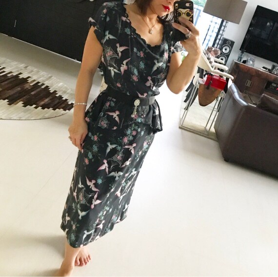 Rare 1940s/40s Novelty Print Doves Dress