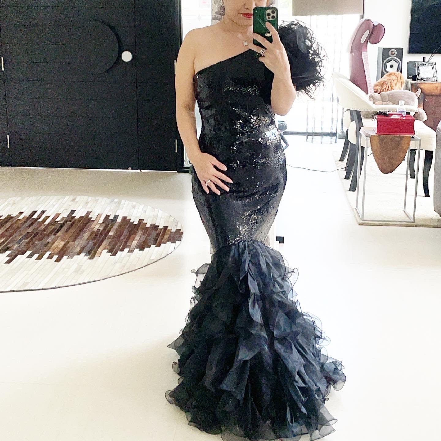 black glitter evening gowns