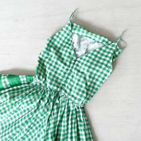 Pretty Green Gingham Chevron Stripes Dress - image 7