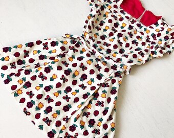 Cute 70s Ladybug Tulip Corduory Mini Dress