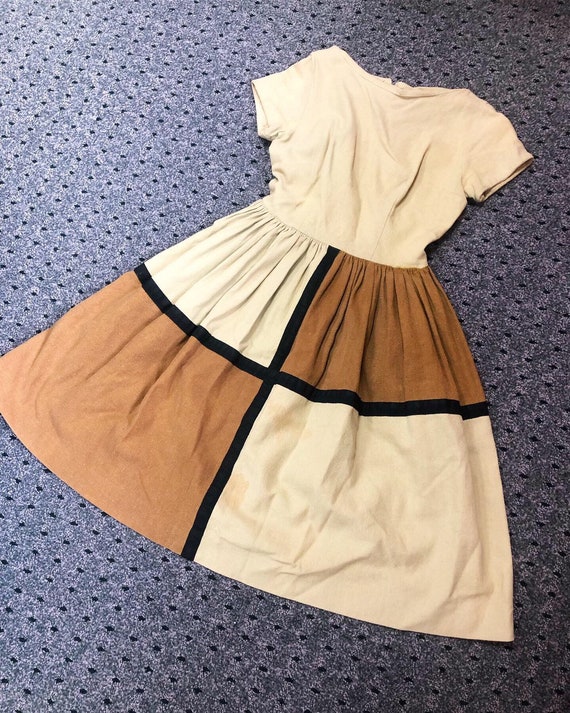 Cute Color Block 50s Dress