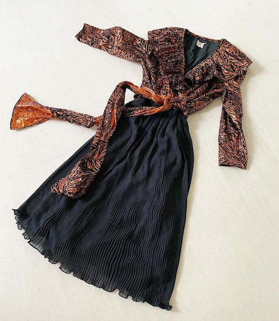 Vavavoom Metallic Copper Diane Freis Dress