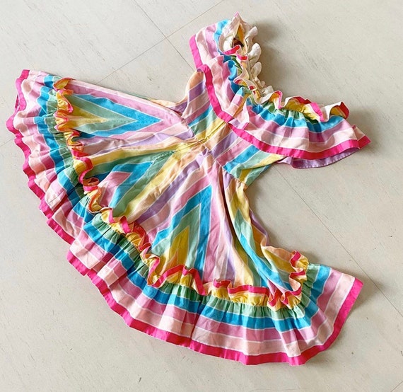 Beautiful Flirty Rainbow Ruffled Dress - image 5