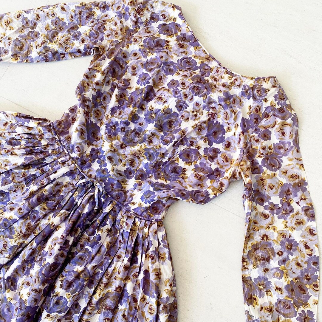 1950s Purple Rose Sequins Dress | XS/S