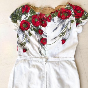 Amazing 50s Poppy Flower Applique Wiggle Dress - Etsy