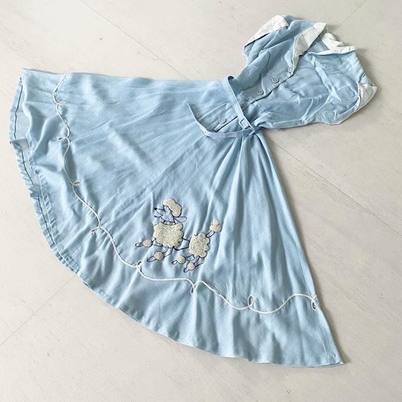 Sweet Baby Blue Poodle Applique Early-50s Dress