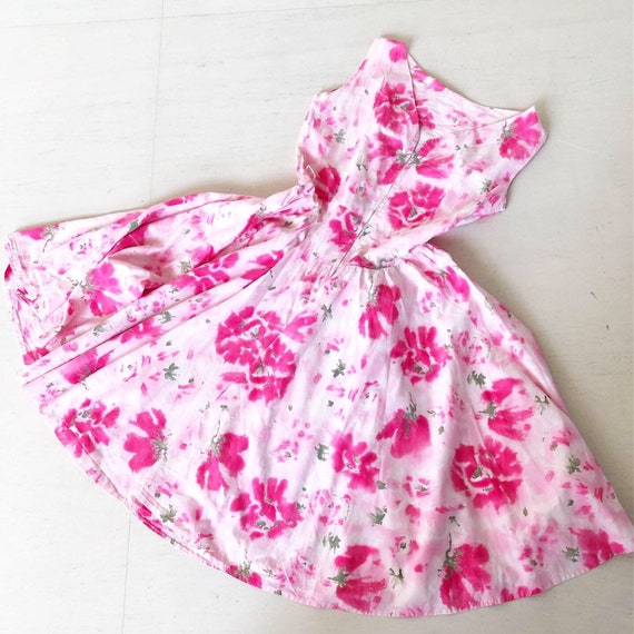 Pretty Pink Floral 50s Summer Dress