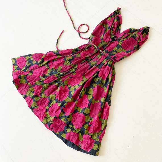 Amazing 1950s silk rose dress - image 8