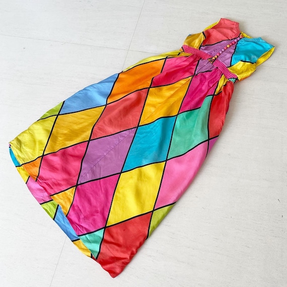 Gorgeous Rainbow Harlequin Maxi Dress