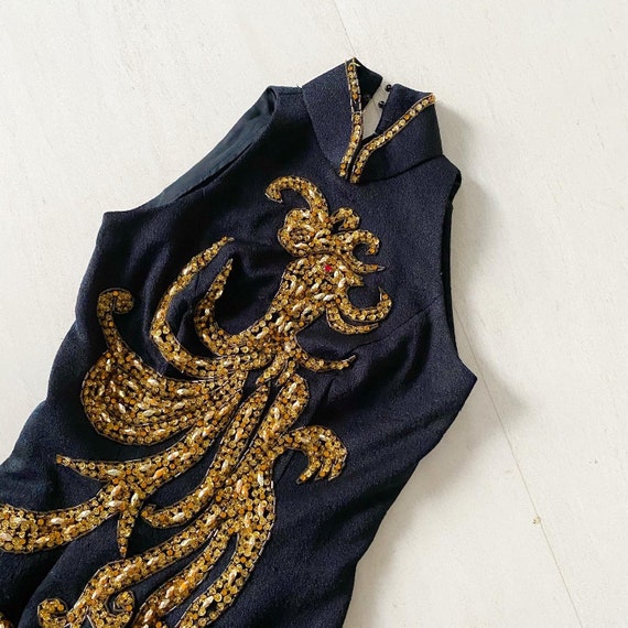 Incredible 60s Hand Beaded Phoenix Qipao - image 3