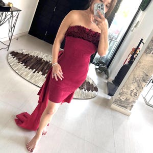 Amazing Soutache Mini Bustier Dress with Sexy Train