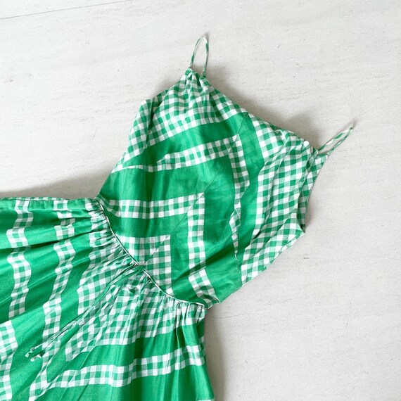 Pretty Green Gingham Chevron Stripes Dress - image 2