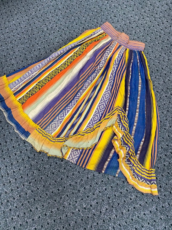 Edgy Woven Rainbow Striped Skirt
