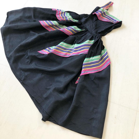 Incredible 40s Rainbow Striped Full Circle Dress