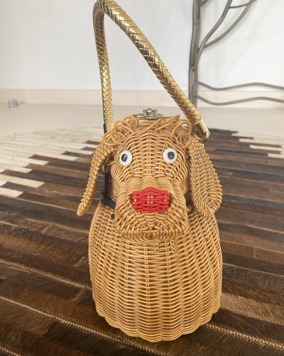 Cutest Ever Puppy Dog Novelty Wicker Purse