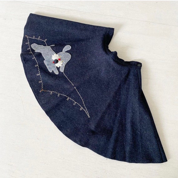 Cute Puppy Dog Applique Wool Felt Mini Skirt - image 1