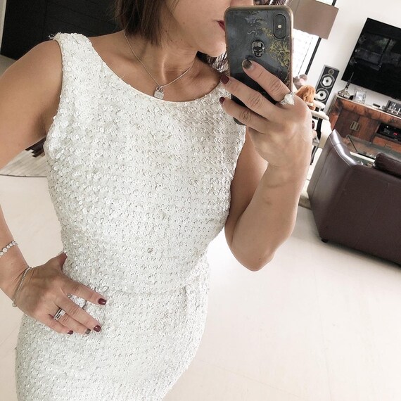 Vavavoom White Sequinned Suzy Perette Wiggle Dress - image 2