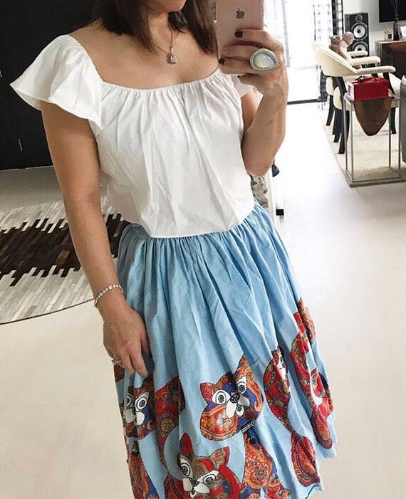 1950s Novelty Print Cat Skirt