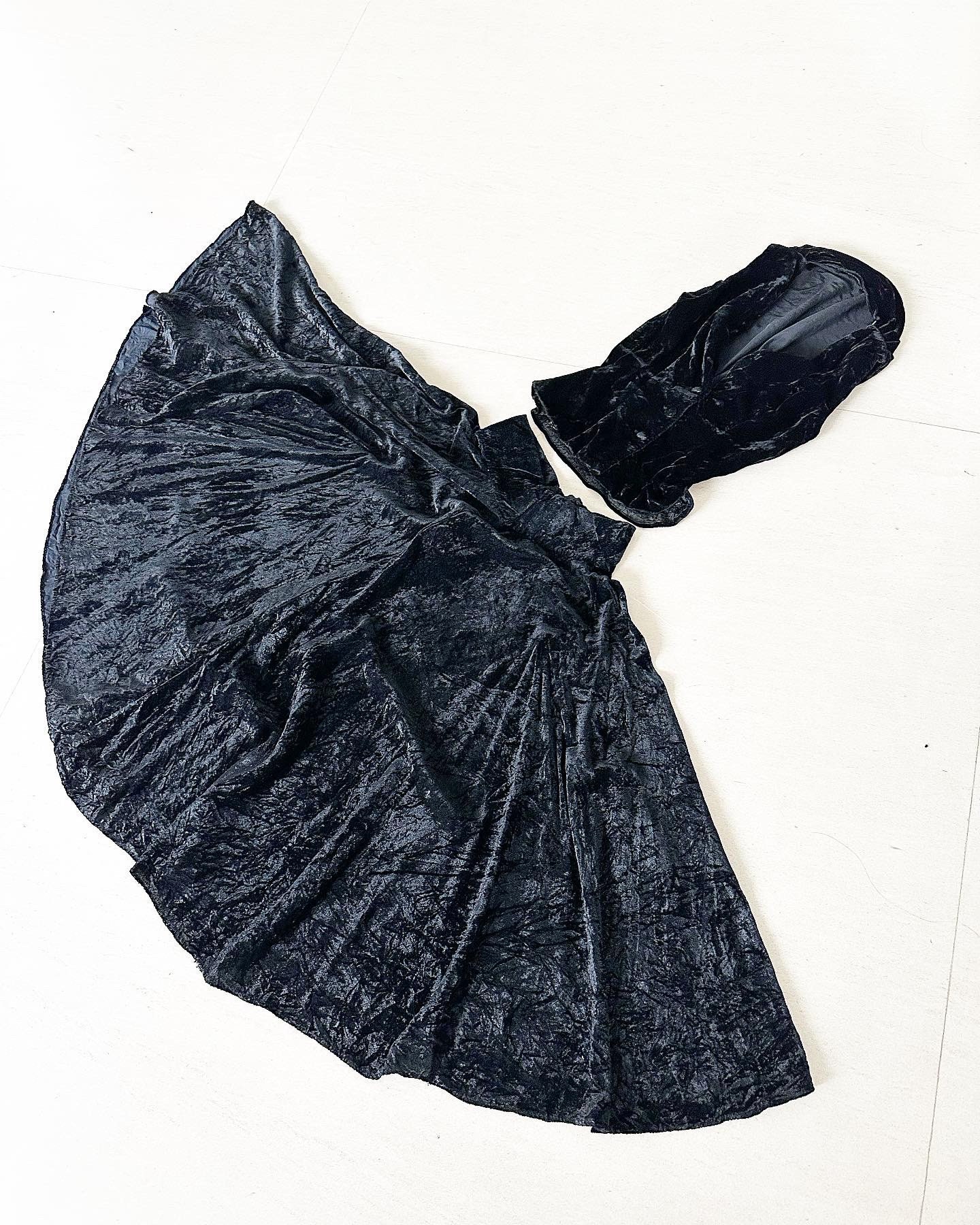 Velvet Maxi Skirt Black Velvet Circle Skirt Stylish Black Velvet