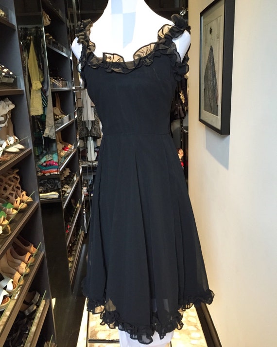 Vintage Tina Warren black ruffle dress