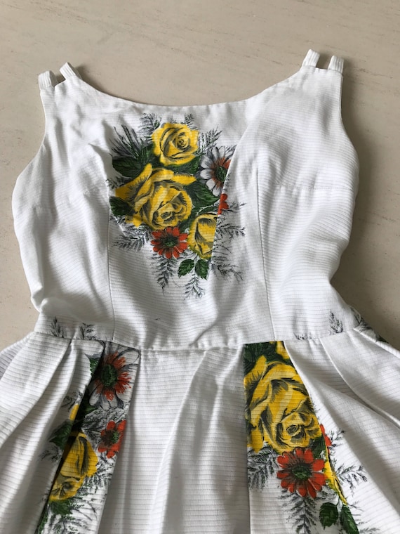Lovely 1950s Yellow Rose Dress XS - image 2