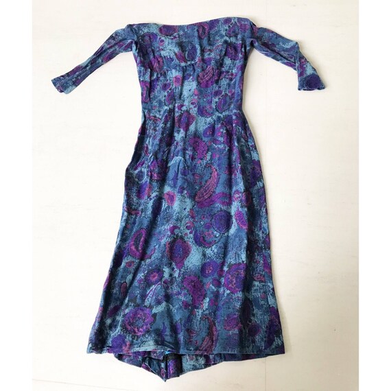 1950s Suzy Perette Watercolor Print Wiggle Dress - image 2