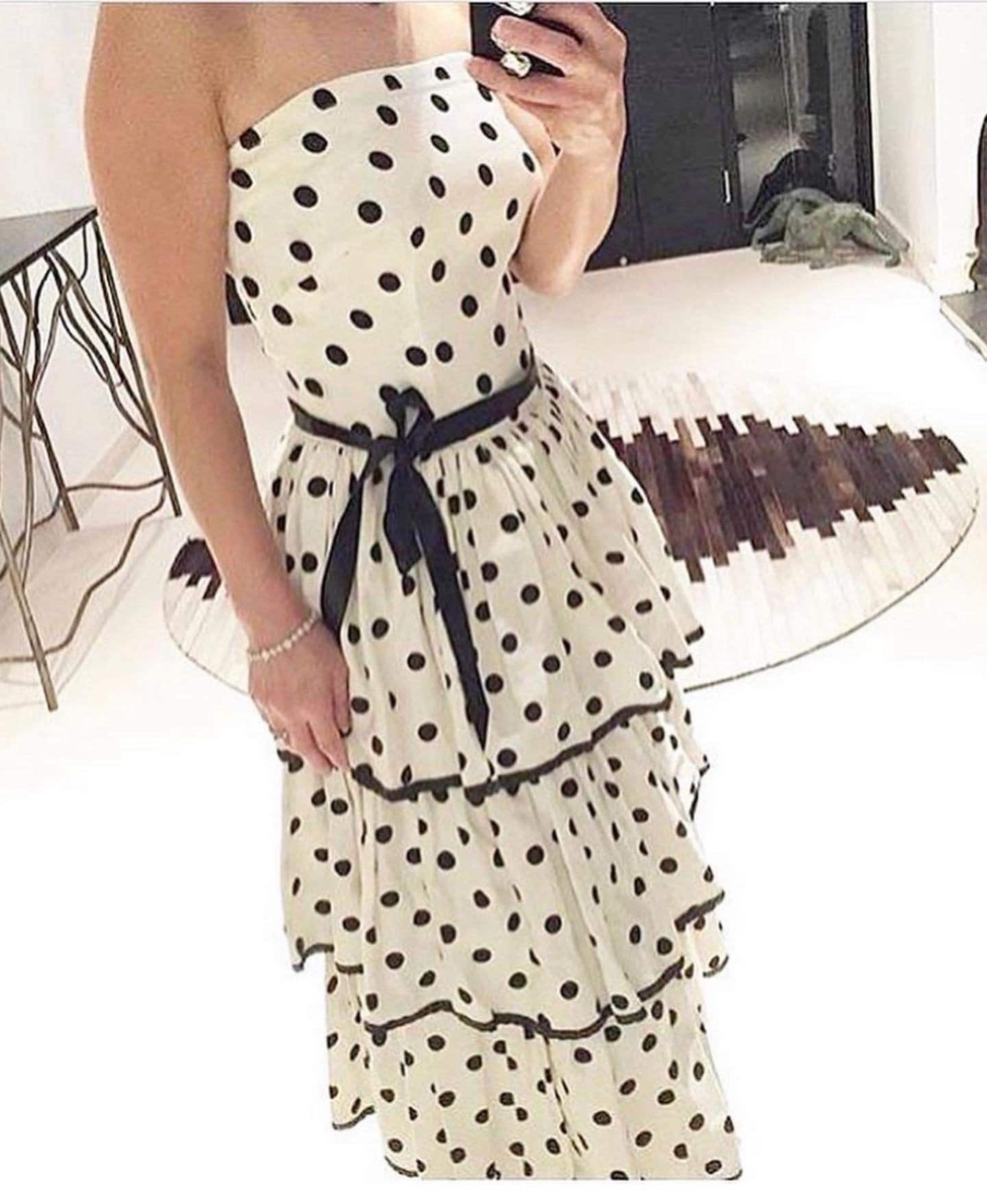 blue dress for baby girl Zapaka Women Black and White Vintage Dress Polka Dots 1950s Swing Dress, Black / XL main image 1
