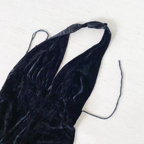 Insane Black Velvet Halter Jumpsuit - image 3