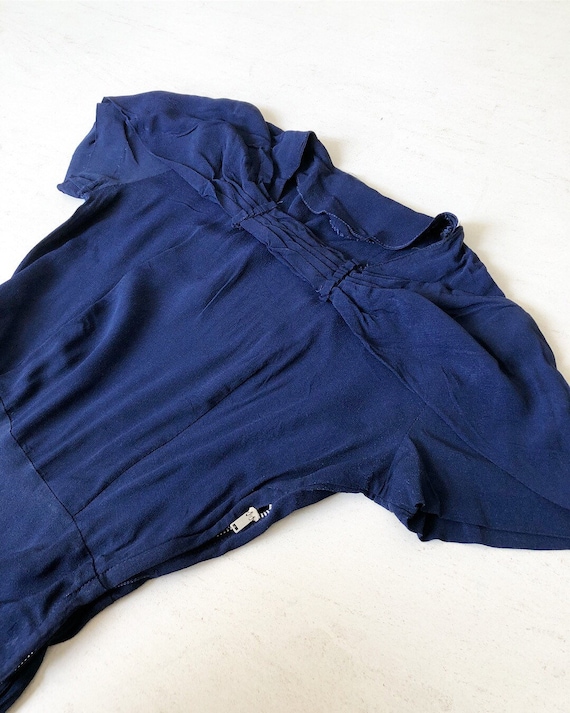 Timeless 1940s Navy Rayon Dress
